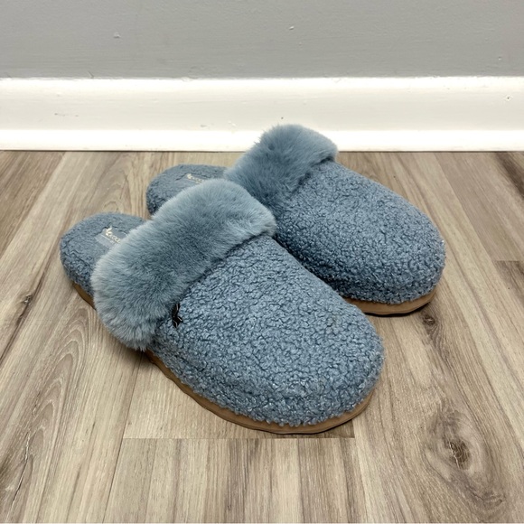 Koolaburra by Ugg Slippers Women’s 10 Peachee Blue Slip On Fuzzy Fleece - Picture 1 of 9